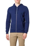 Bluzy męskie - Urban Classics Męska bluza z kapturem Basic Terry Zip Hoody, męska bluza z kapturem dostępna w wielu kolorach, rozmiary S - 5XL, ciemnoniebieski, L - miniaturka - grafika 1