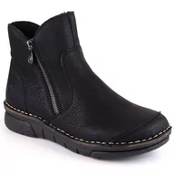 Buty sportowe damskie - Komfortowe botki ocieplane Rieker W RKR612 (kolor Czarny, rozmiar 37) - miniaturka - grafika 1