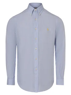 Polo Ralph Lauren Męska koszula lniana Mężczyźni Regular Fit len niebieski jednolity button down, M - Koszule męskie - miniaturka - grafika 1