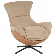 Fotele - Fotel obrotowy z poduszką JASPER beżowy wygodny wypoczynkowy salon - miniaturka - grafika 1