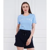 Koszulki i topy damskie - Tommy Hilfiger T-shirt REG HILFIGER VARSITY EMB C-NK SS | Slim Fit - miniaturka - grafika 1