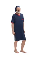 Piżamy damskie - KOSZULA NOCNA MĘSKA XL KRÓTKI RĘKAW BAWEŁNIANA DLA TATY DZIADKA GRANATOWA SZLAFMYCA4 - miniaturka - grafika 1