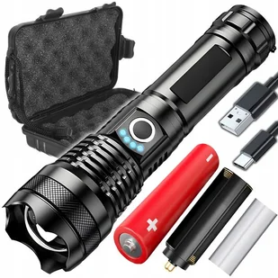 Mocna Latarka Taktyczna Led Xhp90 Zoom Survivalowa Cree Akumulatorowa Usb - Latarki - miniaturka - grafika 1