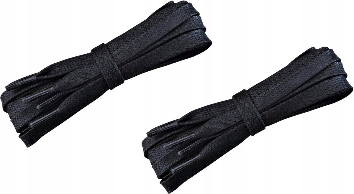 WOSKOWANE Szerokie Sznurowadła CZARNE Sznurówki 200 cm PŁASKIE 8 mm G16-18