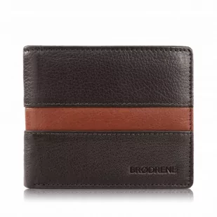 PORTFEL MĘSKI SKÓRZANY ELEGANCKI MAŁY KLASYCZNY BRĄZOWY BRODRENE G-95MN/BR - Portfele - miniaturka - grafika 1