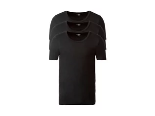 Koszulki męskie - LIVERGY Podkoszulki męskie z bawełny, 3 sztuki (7/XL, Czarny, Dekolt okrągły) - grafika 1