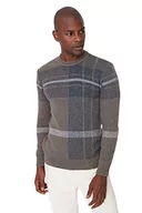 Bluzy męskie - Trendyol Męska bluza z okrągłym dekoltem, gładka, wąska bluza, Kolor norek, XXL - miniaturka - grafika 1