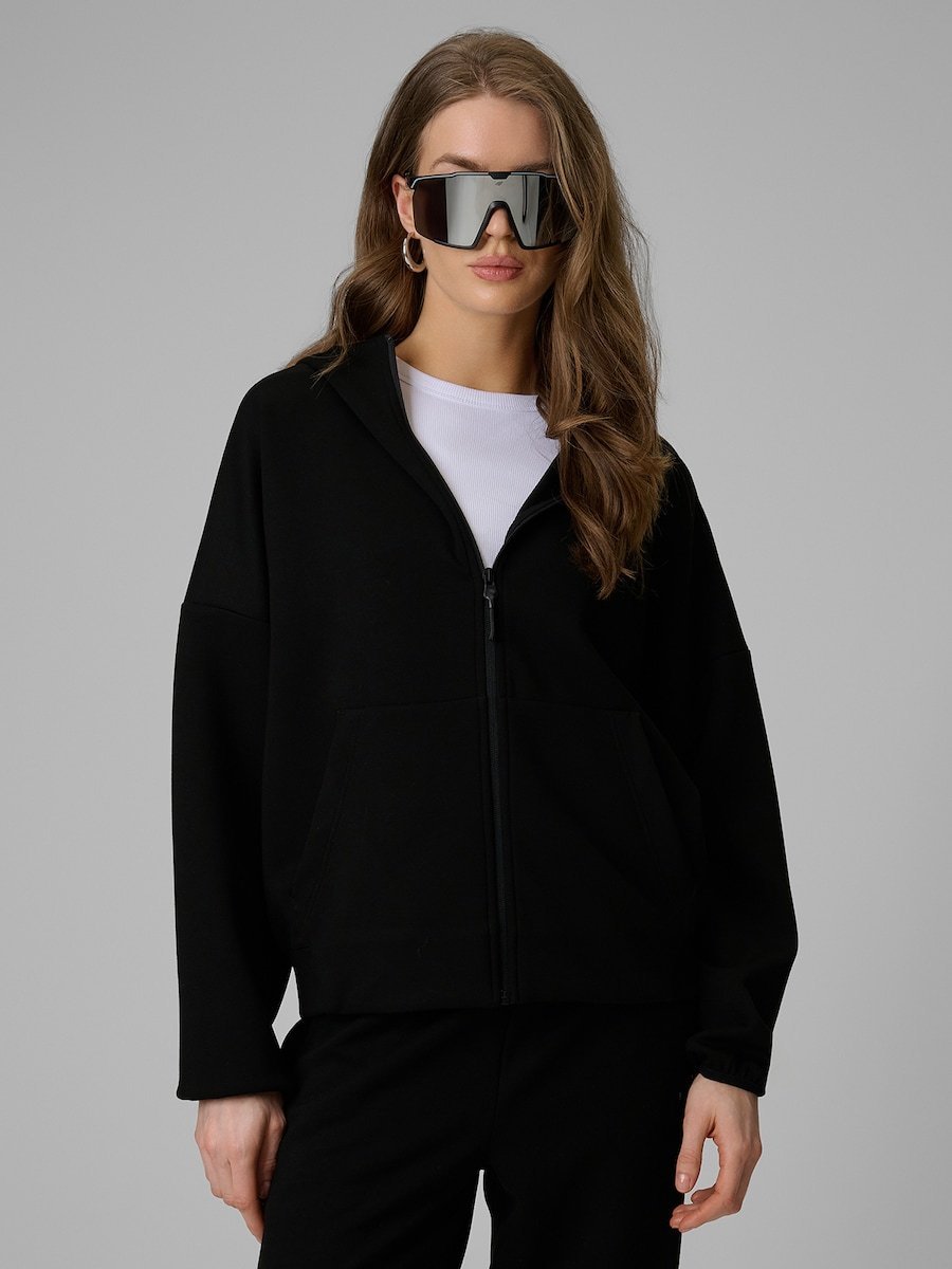 Bluza dresowa regular z kapturem damska 4F 4FRSS26TSWSF2994-20S Czarny M