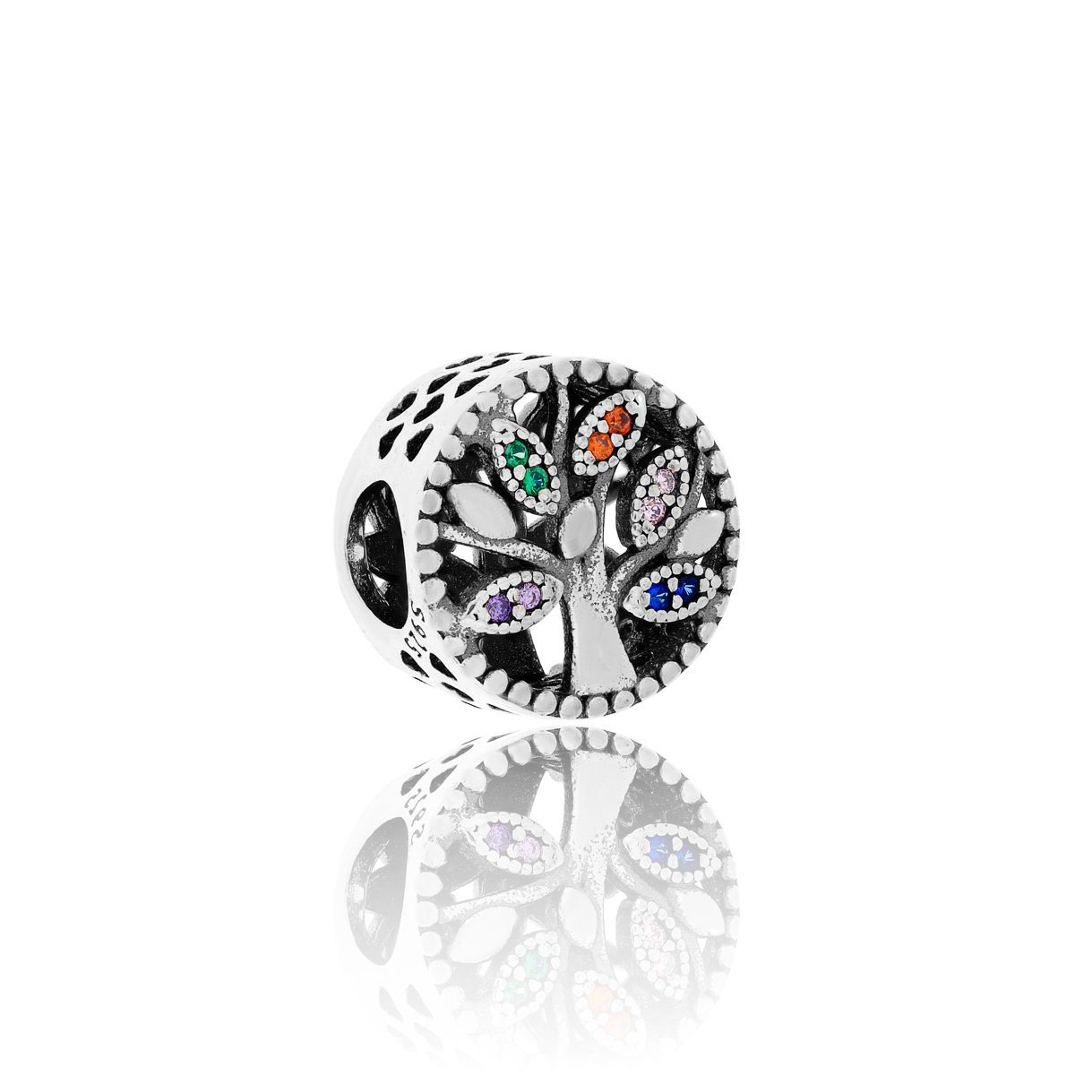 Srebrna zawieszka do bransoletki charms drzewko z cyrkoniami pr. 925
