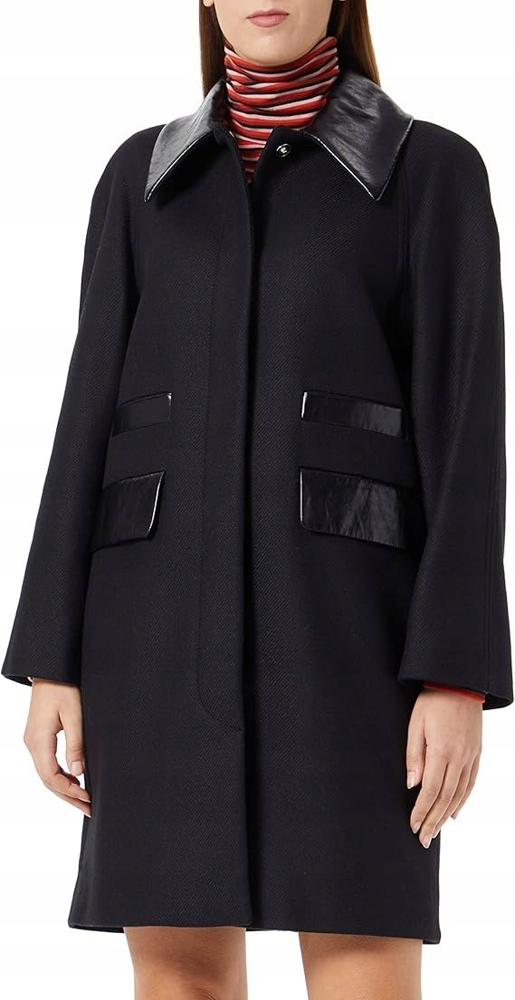 Sisley Płaszcz Damski Czarny Wełniany Zatrzaski 38 Jgd