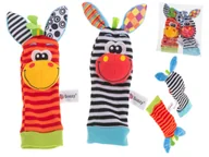 Grzechotki dla dzieci - Grzechotka Skarpetki dla Niemowlaka Zabawka na Nóżki 2 szt. Zwierzątka - miniaturka - grafika 1