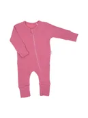 Pajacyki dla niemowląt - Dziewczęcy pajac bawełniany prążek różowy Nicol - miniaturka - grafika 1