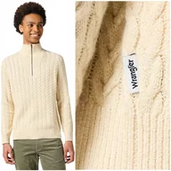 Swetry męskie - Wrangler HALF ZIP KNIT rozpinany męski sweter na stójce domieszka wełny L - miniaturka - grafika 1
