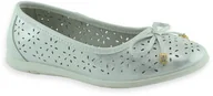 Buty dla dziewczynek - Ażurowe wsuwane balerinki dziewczęce Apawwa T1235P Srebrne - miniaturka - grafika 1
