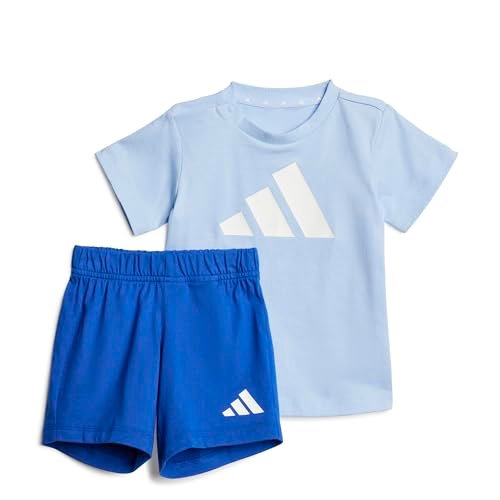 adidas Uniseks - niemowlęta ESSENTIALS BIG LOGO T-SHIRT SET, glow blue/white, 6-9 Months