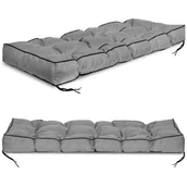 Poduszki ogrodowe - Poduszka Na Meble Z Palet Ławkę Wodoodporna Z Troczkami Ogród Huśtawkę Taras Szara 120X40Cm - miniaturka - grafika 1