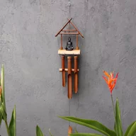 Dekoracje domu - Bambusowe Dzwonki Wietrzne - 6 Tub + Czarny Budda - miniaturka - grafika 1