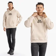 Bluzy męskie - Bluza Męska Z Kapturem Mickey Mouse Casual Streetwear Beżowa 2512 XL Beżowy - miniaturka - grafika 1