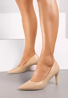 Czółenka - Beżowe Casualowe Czółenka na Szpilce z Wkładką ze Skóry Naturalnej Lerelit - miniaturka - grafika 1