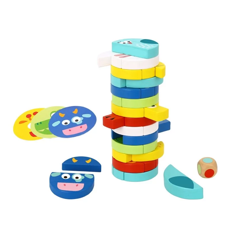 Tooky Toy Lumarko Jenga Dla Dzieci Klocki Zwierzęta Gra Zręcznościowa TH293 Lek