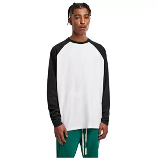 Koszulki męskie - Urban Classics Męska koszulka z długim rękawem Organic Oversized Raglan, biały/czarny, 3XL - grafika 1