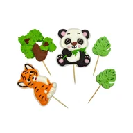 Dodatki do ciast w proszku - Figurki cukrowe Zwierzęta 2D wz.2 Panda i tygrys toppery na patyczkach - miniaturka - grafika 1
