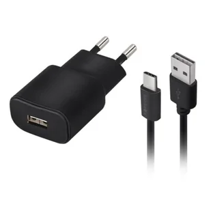 Forever 1xUSB 2A TC-01 + kabel USB-C czarna - Ładowarki do telefonów - miniaturka - grafika 1