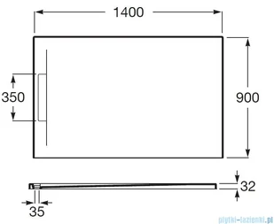 Roca Pyros 140x90cm brodzik prostokątny konglomeratowy biały AP90157838401100 | - Brodziki prysznicowe - miniaturka - grafika 2