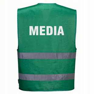 Kamizelka odblaskowa F474 PORTWEST L/XL -zielona nadruk MEDIA - Odzież robocza - miniaturka - grafika 1