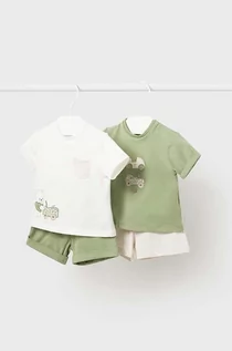 Dresy i komplety dla chłopców - Mayoral Newborn komplet niemowlęcy 2-pack kolor zielony - grafika 1