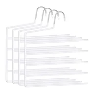 Skarpetki dla dzieci - Relaxdays Spodnie z wieloma fiszbinami, zestaw 4 sztuk, 5 drążków, antypoślizgowe, zajmują mało miejsca, wys. x szer.: 35 x 32 cm, wieszak na spodnie, biały - miniaturka - grafika 1