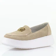 Półbuty damskie - Beżowe skórzane półbuty damskie Vinceza 88014 - miniaturka - grafika 1