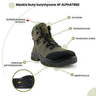 Męskie buty trekkingowe 4F OBMH260 khaki Rozmiar: 44 - Buty trekkingowe męskie - miniaturka - grafika 9