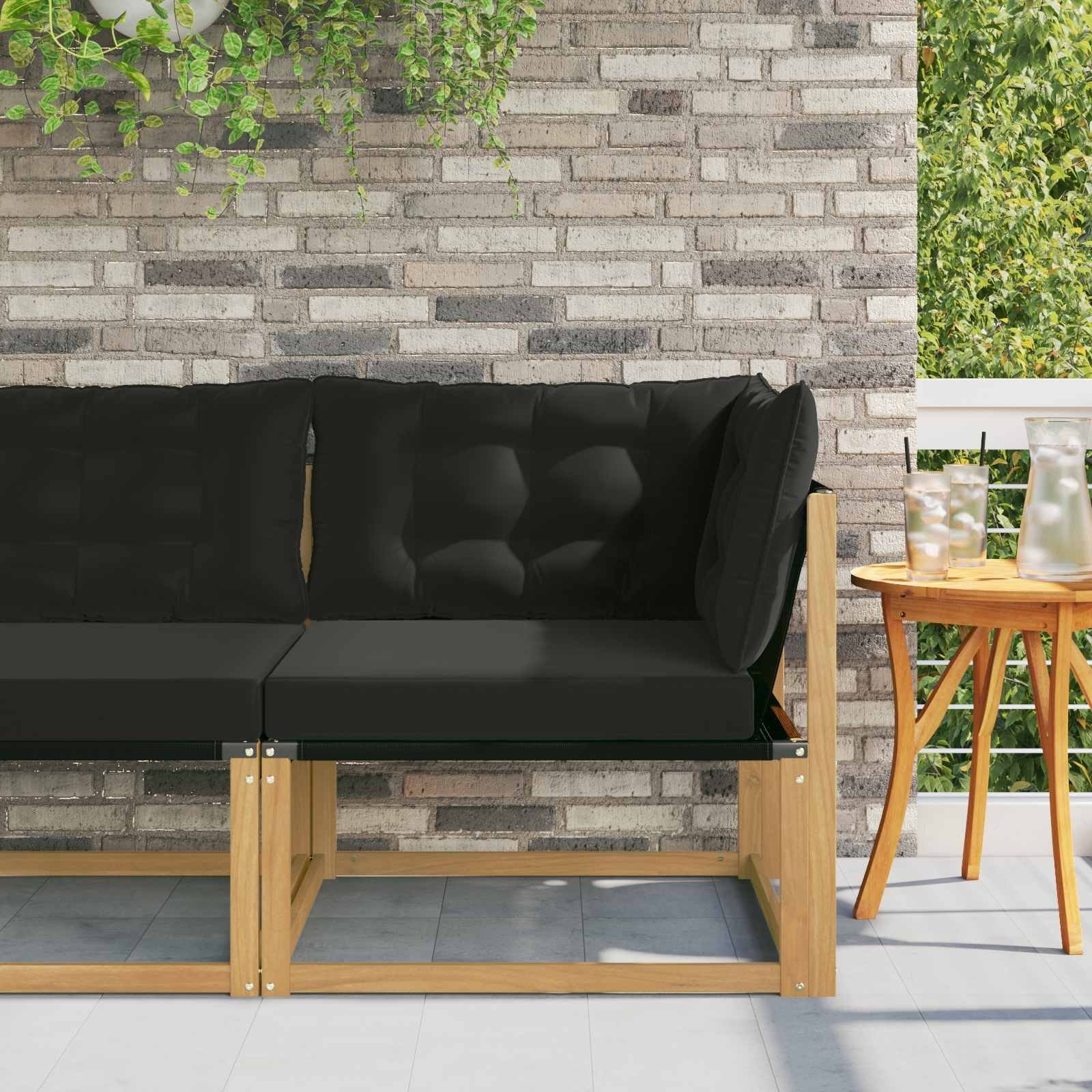 vidaXL Sofa narożna na zewnątrz Drewno akacji i tekstylen Biały