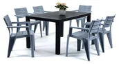 Meble ogrodowe - Zestaw ogrodowy Julie 6+1 stół i 6 krzeseł Grafit/Niebieski - miniaturka - grafika 1