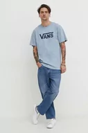 Koszulki męskie - Vans t-shirt bawełniany męski kolor niebieski z nadrukiem - miniaturka - grafika 1