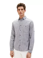 Koszule męskie - TOM TAILOR Męska koszula 1038456, 29052, granatowa, rozmiar 3XL, 29052 - Navy Pinstripe, 3XL - miniaturka - grafika 1