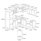 Meble kuchenne - Vicco Kuchnia narożna R-Line, Dąb Sonoma/Goldkraft, 247 x 60 cm , BP Dąb - miniaturka - grafika 1