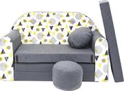 Fotele i pufy dla dzieci - Sofa dziecięca kanapa wersalka rozkładana 160cm + podnóżek i poduszka - AJ4 - miniaturka - grafika 1