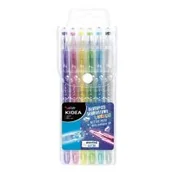 Artykuły biurowe - Derform Długopisy diamentowe z brokatem 6 kolorów KIDEA - miniaturka - grafika 1