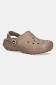 Kapcie damskie - Crocs kapcie Classic Lined Clog kolor brązowy 203591 - miniaturka - grafika 1