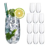 Herbata - Relaxdays Szklanki do picia, zestaw 12 sztuk, szklanki do wody, szkło kryształowe, nadają się do mycia w zmywarce, sok, lemoniasta, herbata mrożona, 520 ml, przezroczyste - miniaturka - grafika 1