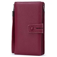 Portfele - Damski Big Fat RFID skórzany portfel na nadgarstek organizer duży uchwyt na książeczkę czekową na telefon z kieszenią na zamek błyskawiczny - czerwony - duży - miniaturka - grafika 1