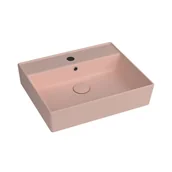 Umywalki - Massi Umywalka ceramiczna nablatowa / wisząca różowa z półką i otworem na baterie 55 x 45 cm LERA pink - miniaturka - grafika 1