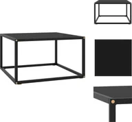 Ławy i stoliki kawowe - vidaXL Stolik kawowy czarny z czarnym szkłem 60x60x35 cm - Stoliki kawowe - miniaturka - grafika 1