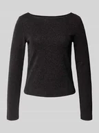 Bluzki damskie - Bluzka o kroju regular fit z długim rękawem i fakturowanym wzorem model ‘JINA’ - miniaturka - grafika 1