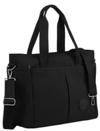 Torebki damskie - Torebka damska PETERSON duża torba shopper bag miejska sportowa A4 czarna - miniaturka - grafika 1