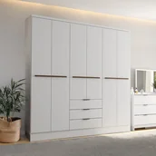 Szafy - Szafa 6-drzwiowa z 3 szufladami - szer. 180 cm - Biały - PEROLI - miniaturka - grafika 1