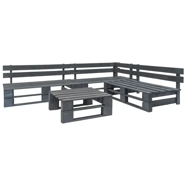 Zestaw wypoczynkowy ogrodowy z palet - szary 220x176x55 cm