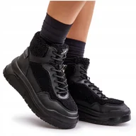 Sneakersy damskie - Sneakersy Na Platformie Baranek Lee Cooper LCJ-24-47-3145 Czarne 38 - miniaturka - grafika 1